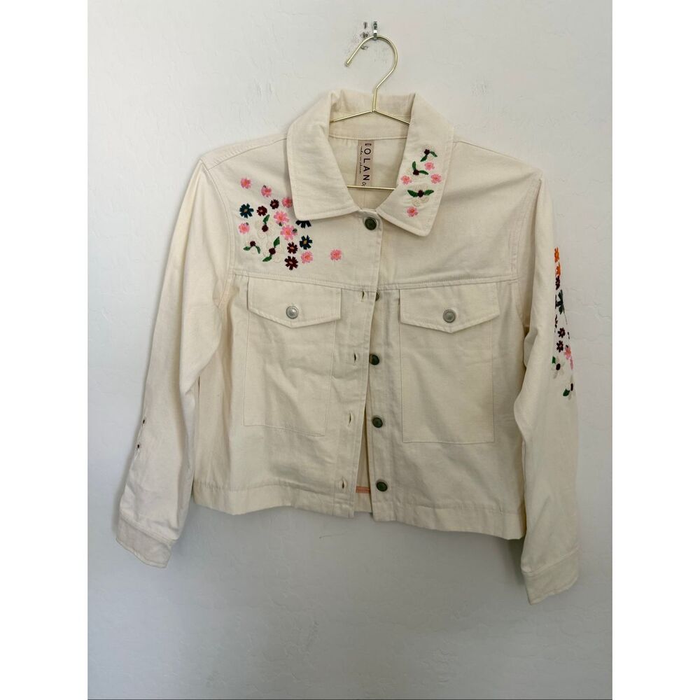 DOLAN x ANTHROPOLOGIE Floral Embroidered Jacket Size Small 100% Cotton NWOT